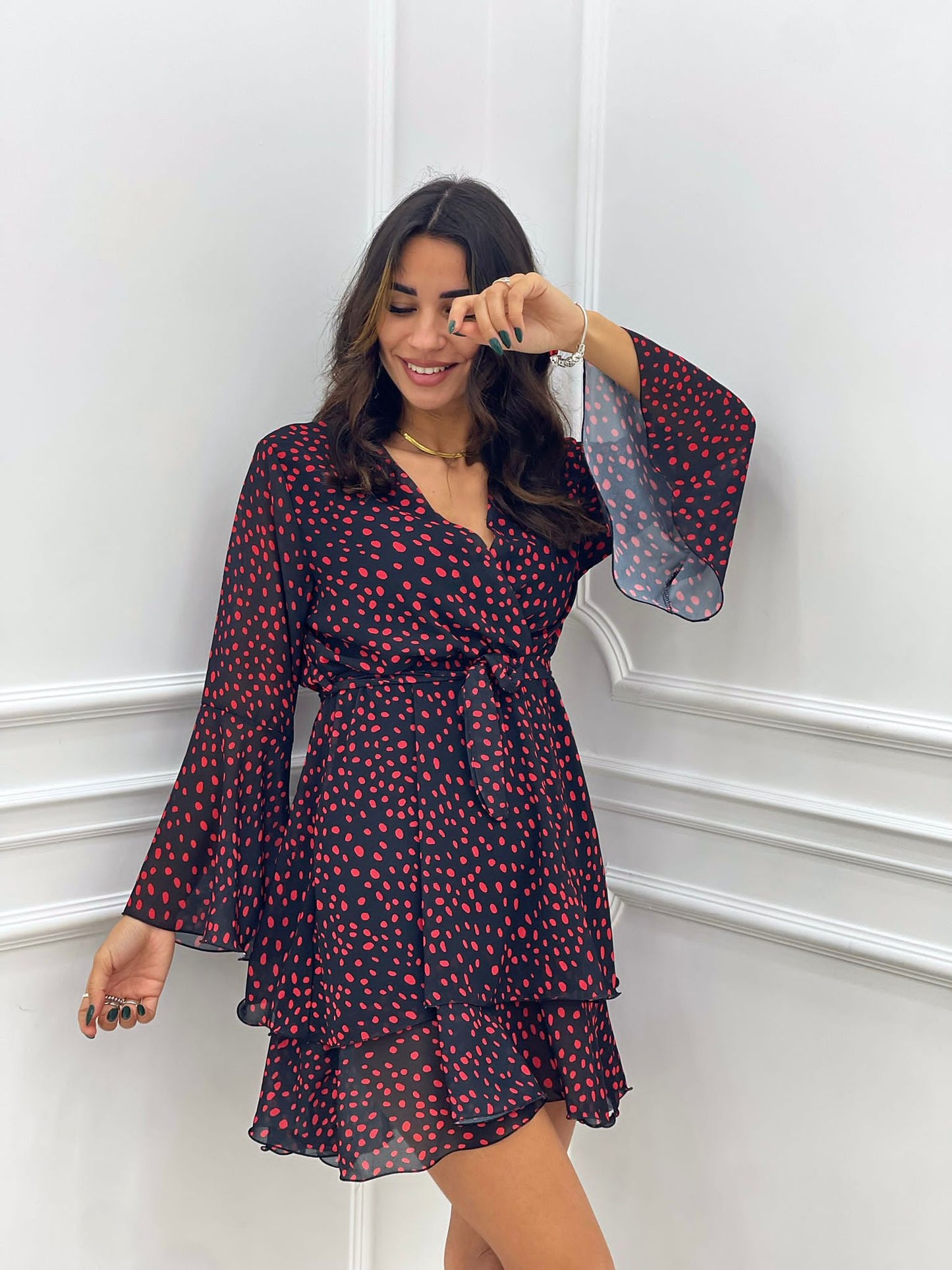 VESTITINO GEORGETTE FANTASIA POIS CON BALZE