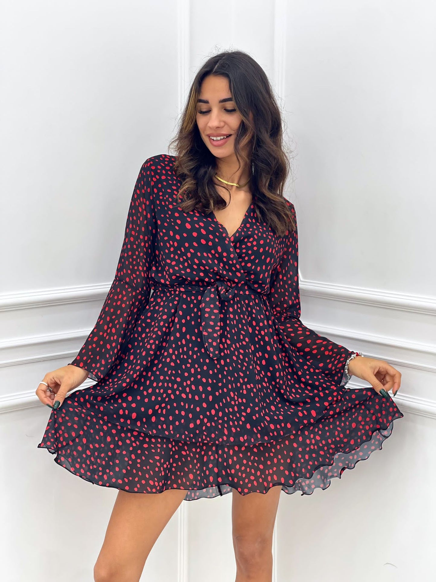 VESTITINO GEORGETTE FANTASIA POIS CON BALZE