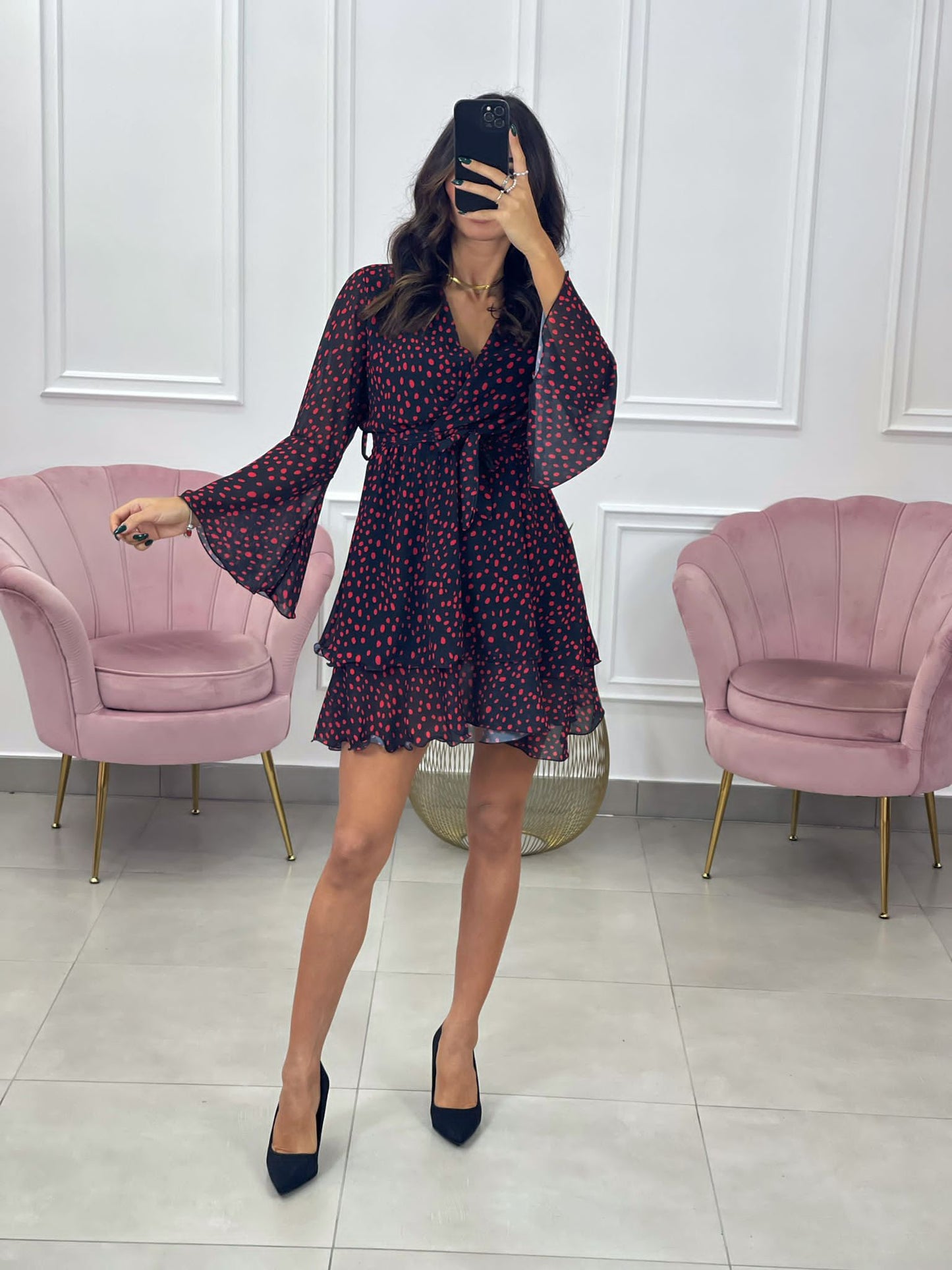 VESTITINO GEORGETTE FANTASIA POIS CON BALZE