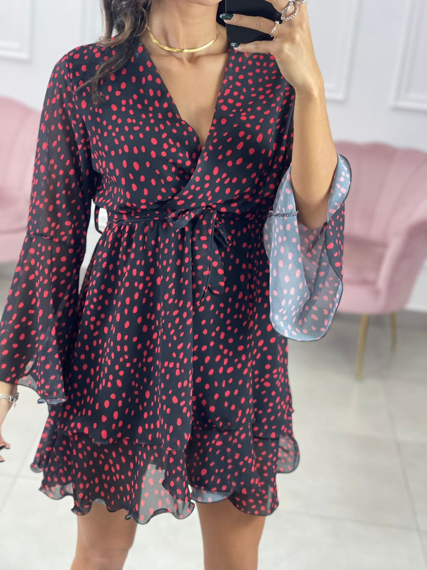 VESTITINO GEORGETTE FANTASIA POIS CON BALZE