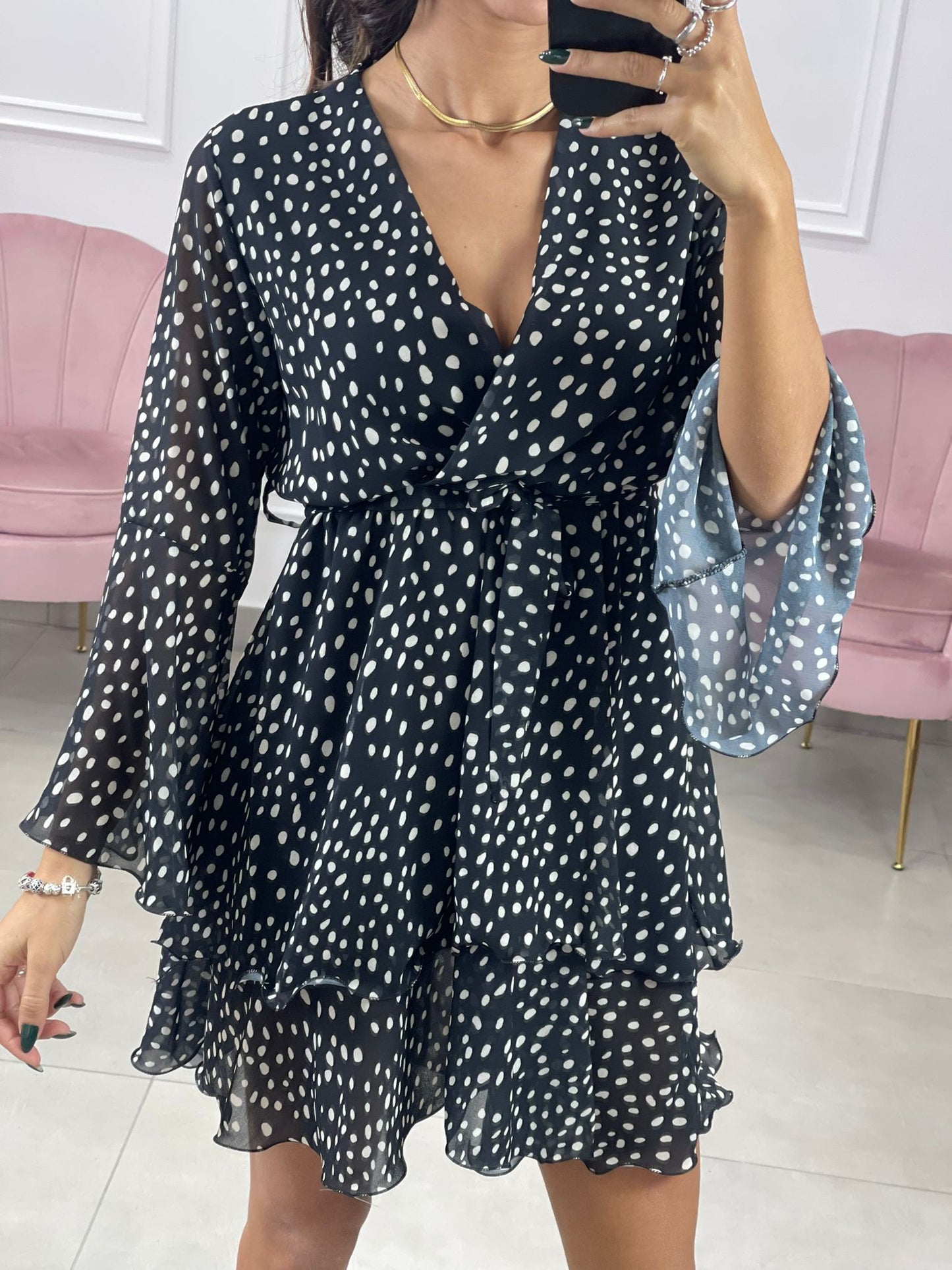 VESTITINO GEORGETTE FANTASIA POIS CON BALZE
