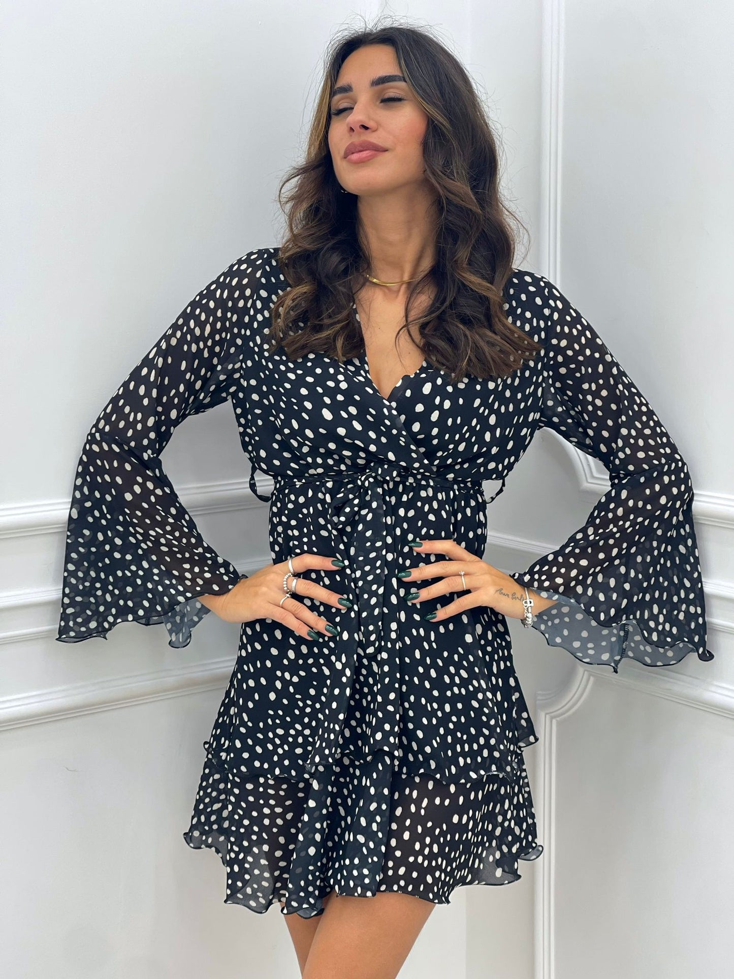 VESTITINO GEORGETTE FANTASIA POIS CON BALZE