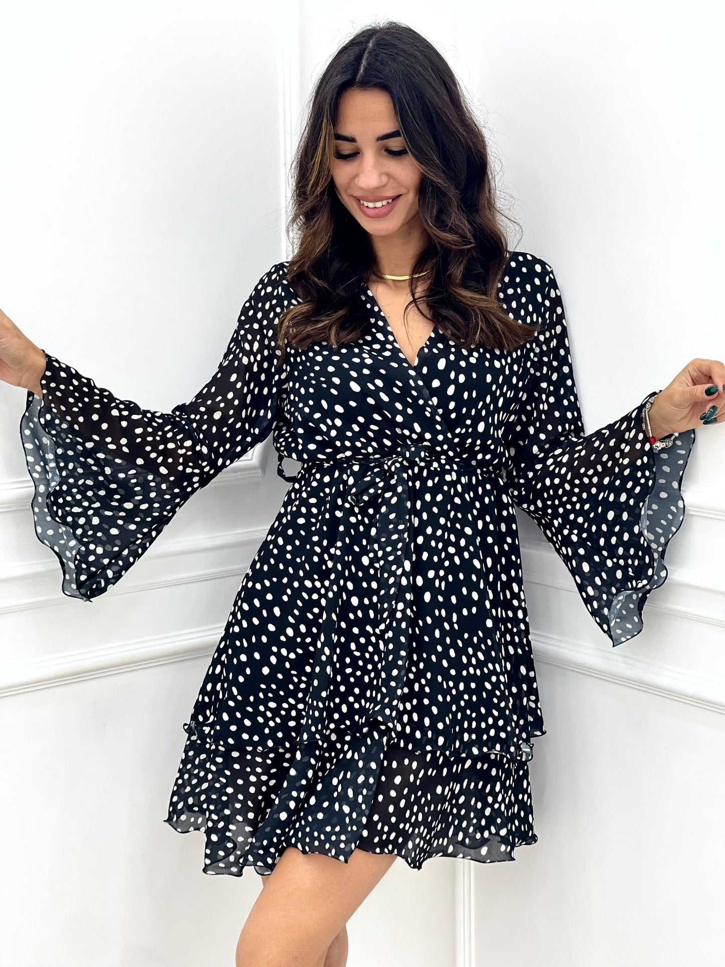 VESTITINO GEORGETTE FANTASIA POIS CON BALZE