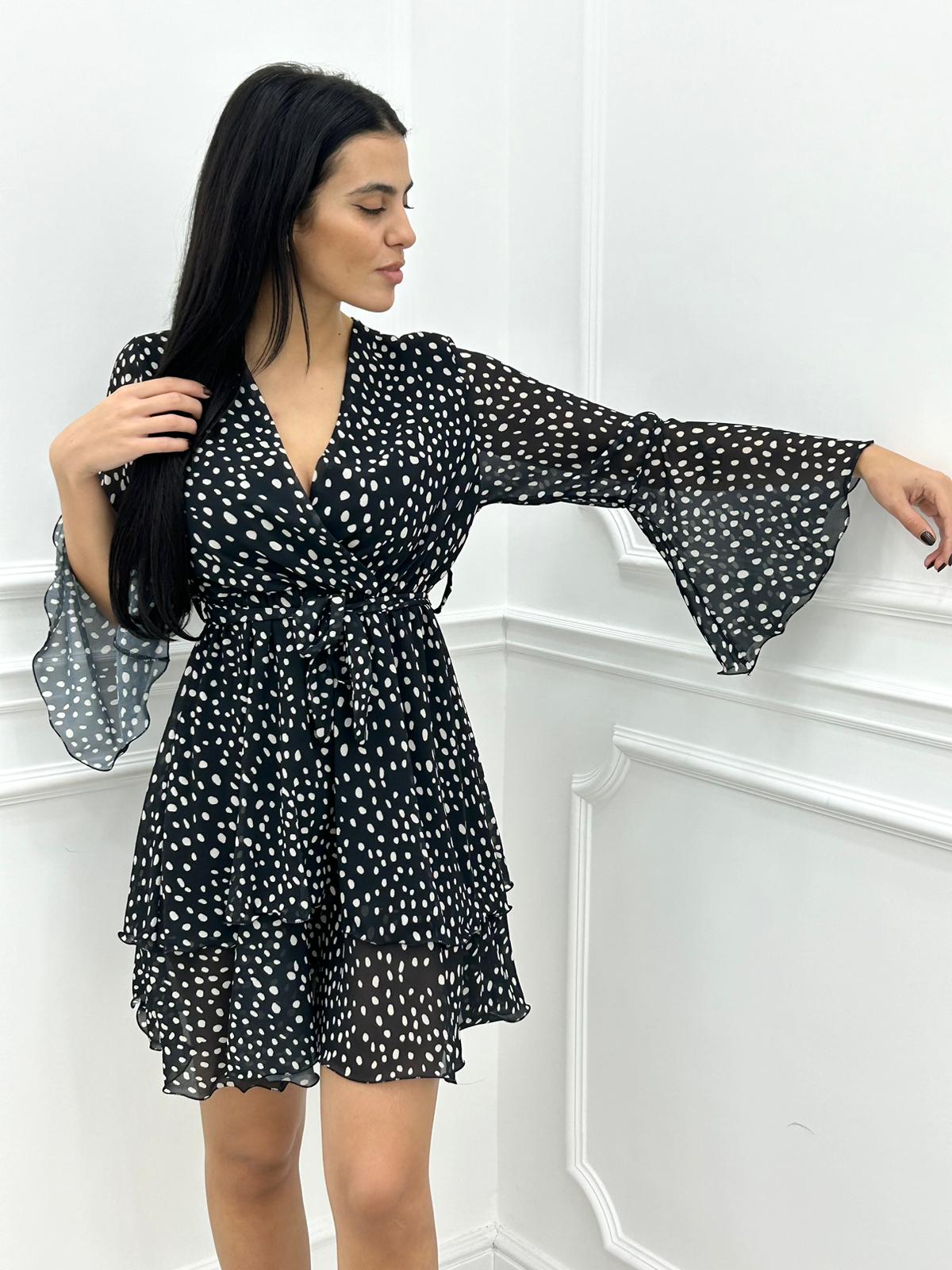 VESTITINO GEORGETTE FANTASIA POIS CON BALZE
