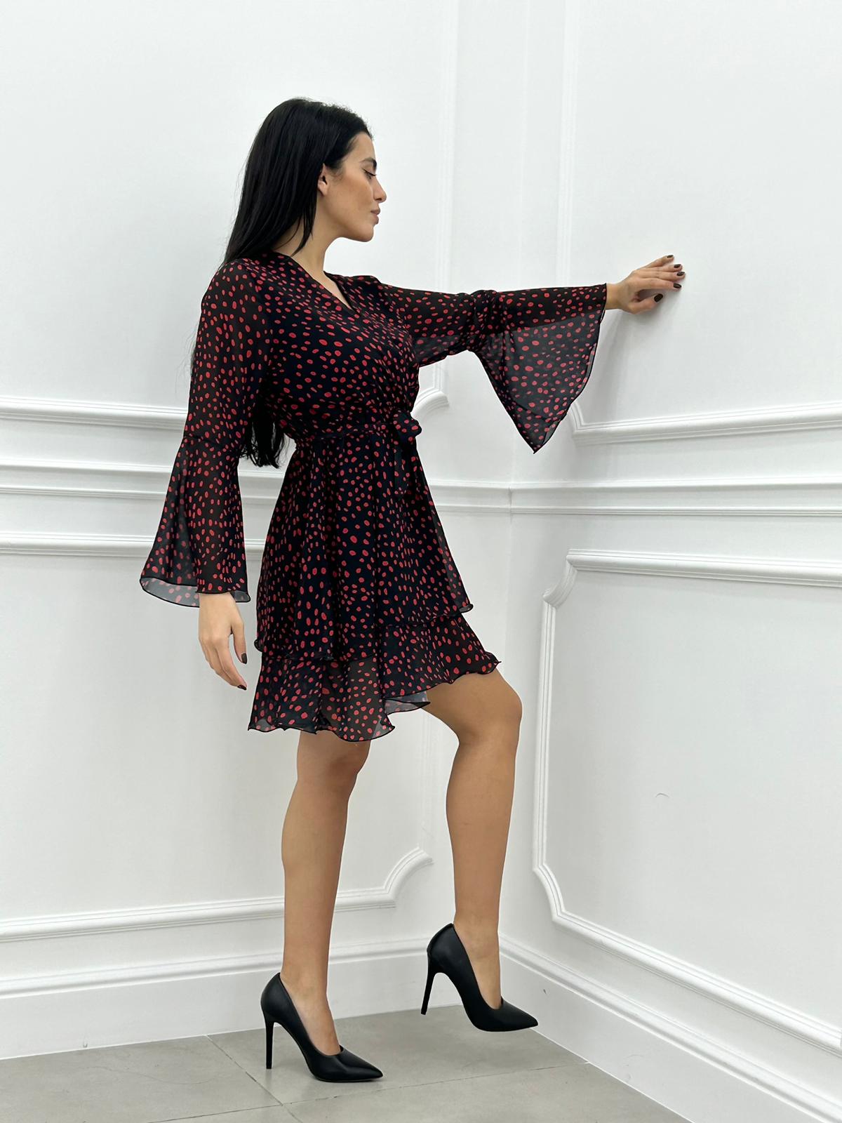 VESTITINO GEORGETTE FANTASIA POIS CON BALZE