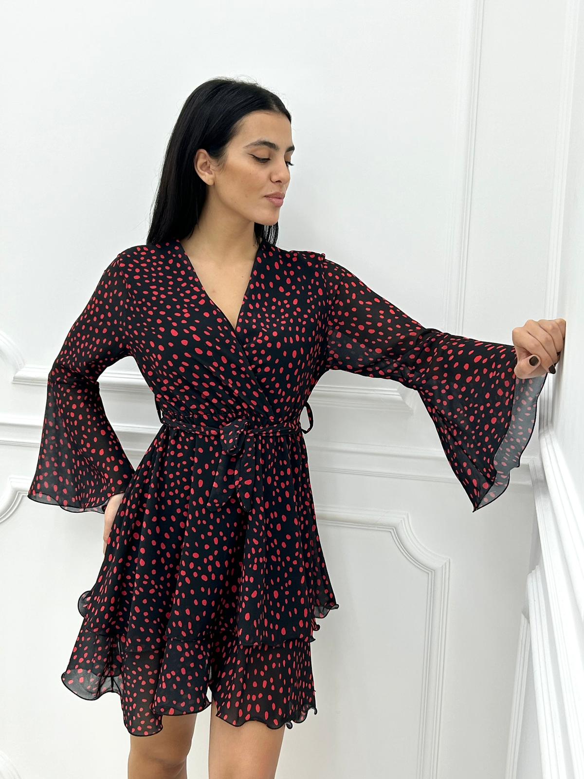 VESTITINO GEORGETTE FANTASIA POIS CON BALZE