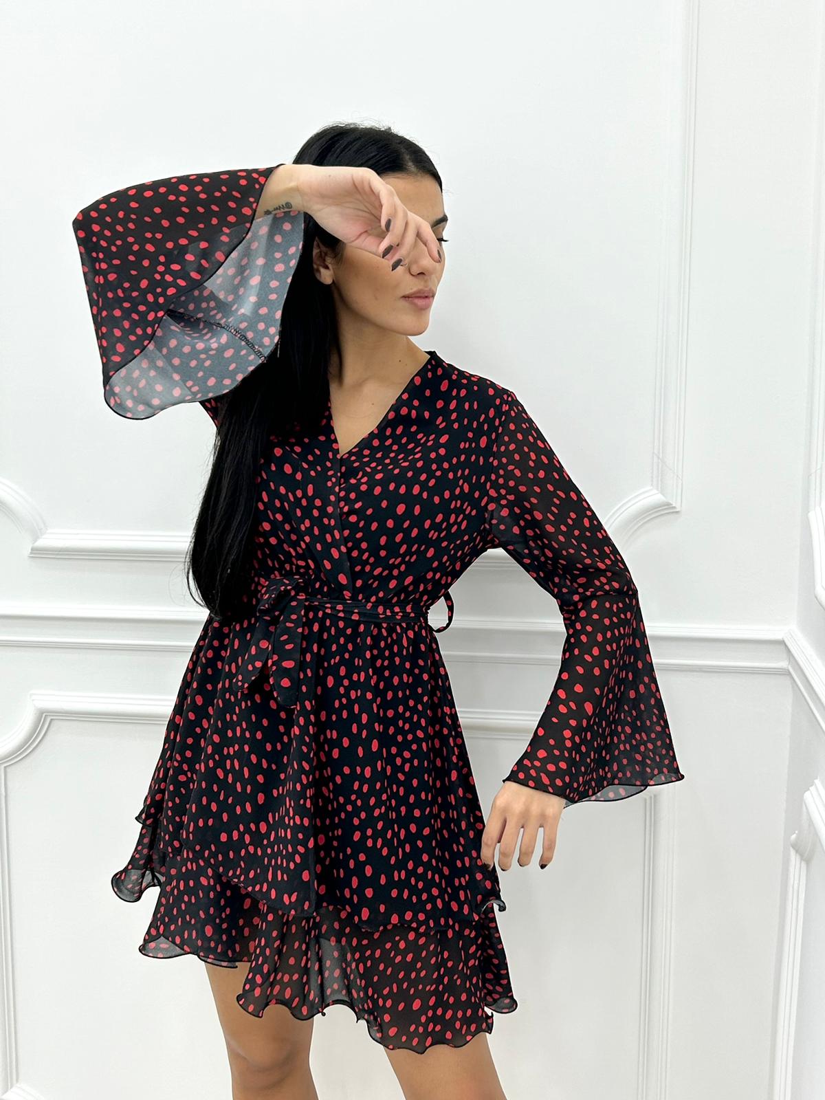 VESTITINO GEORGETTE FANTASIA POIS CON BALZE