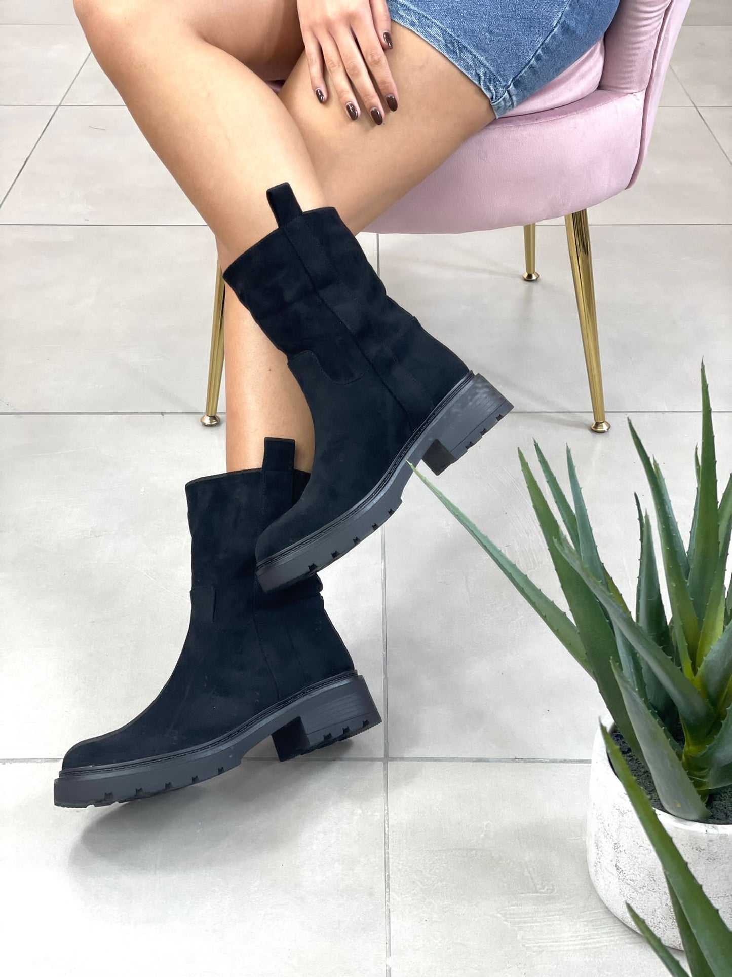 STIVALETTO CAMOSCIO BASSO