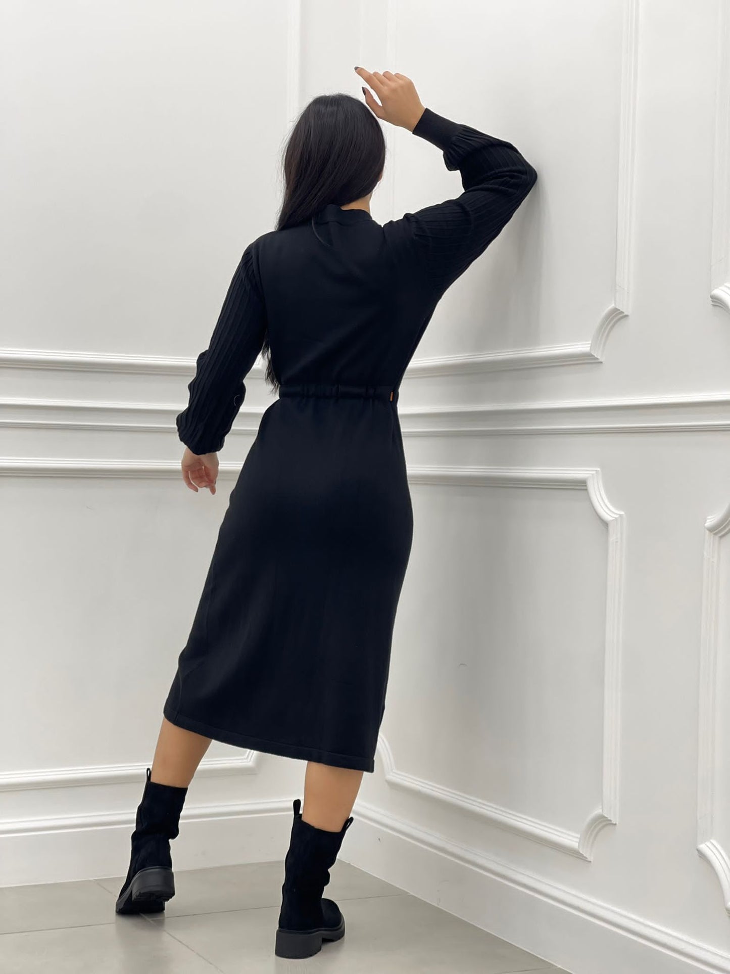VESTITO MEZZO COLLO CON TASCHINO E CINTURA