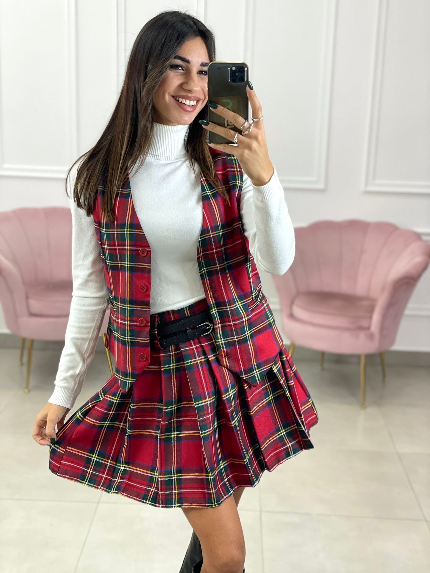 GILET TARTAN CON BOTTONI