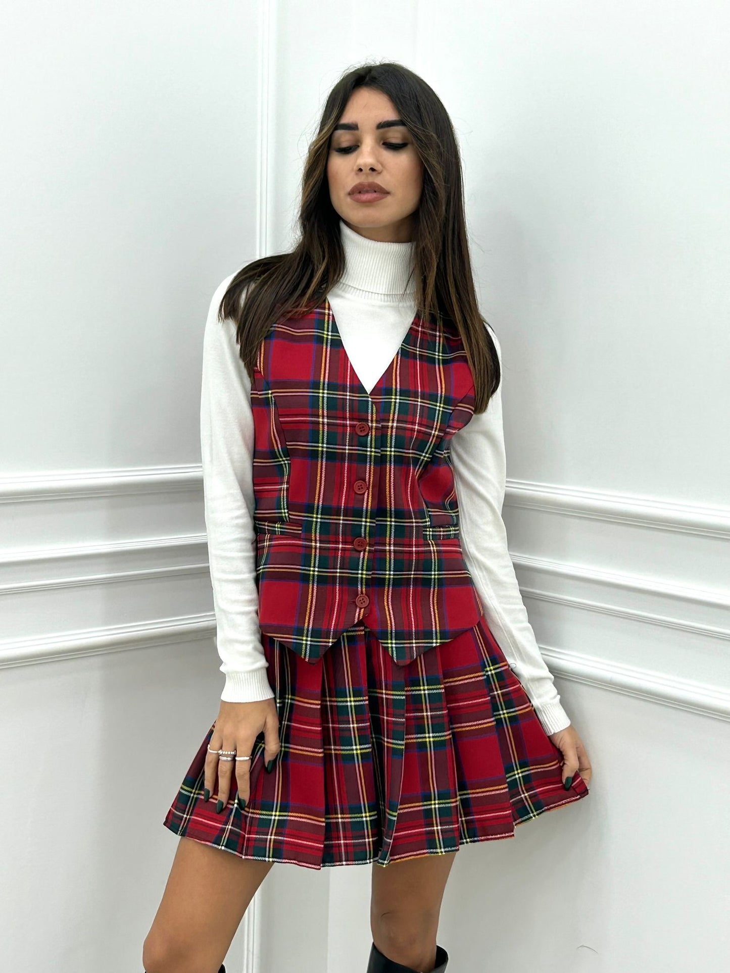 GILET TARTAN CON BOTTONI