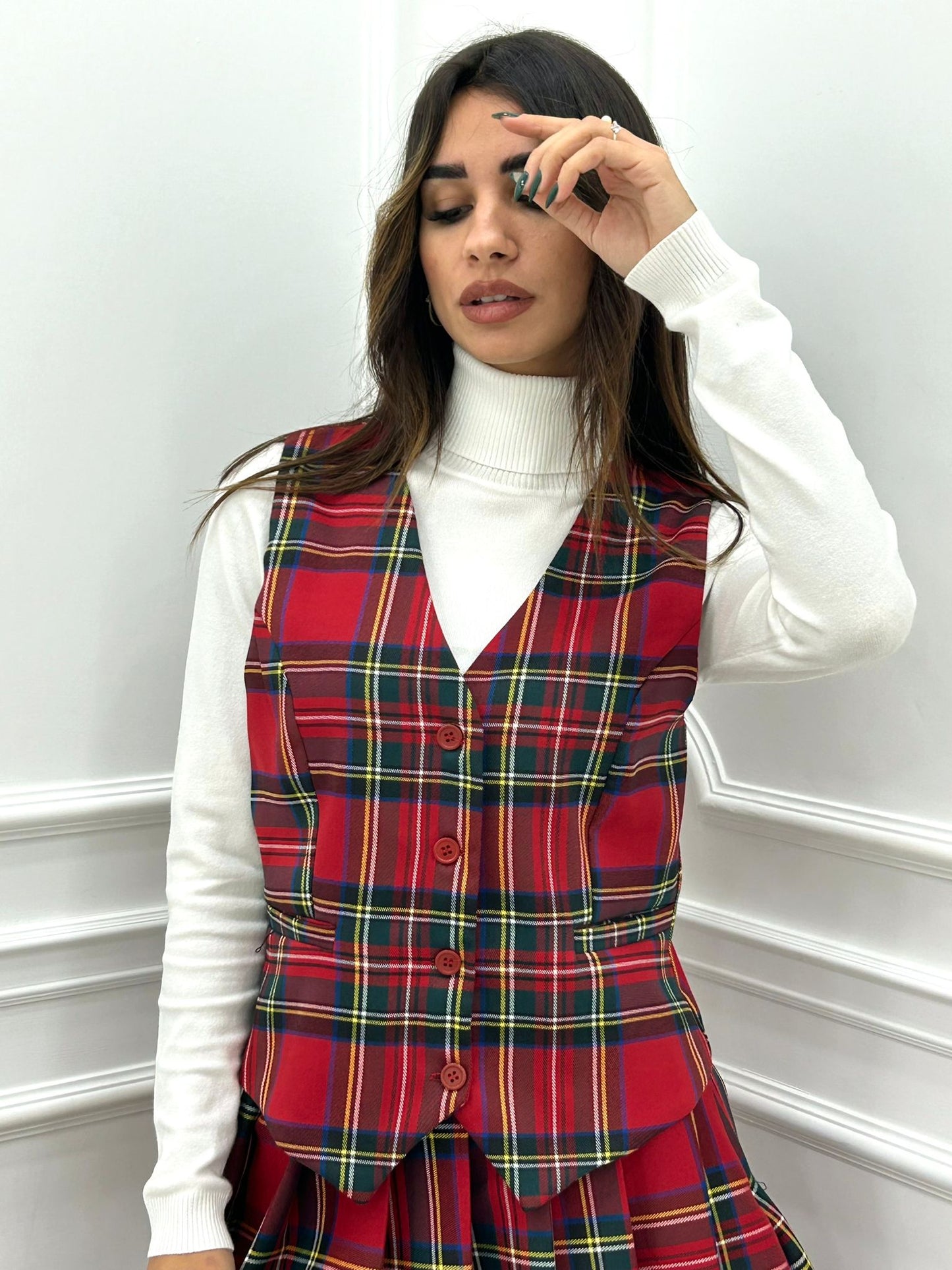 GILET TARTAN CON BOTTONI
