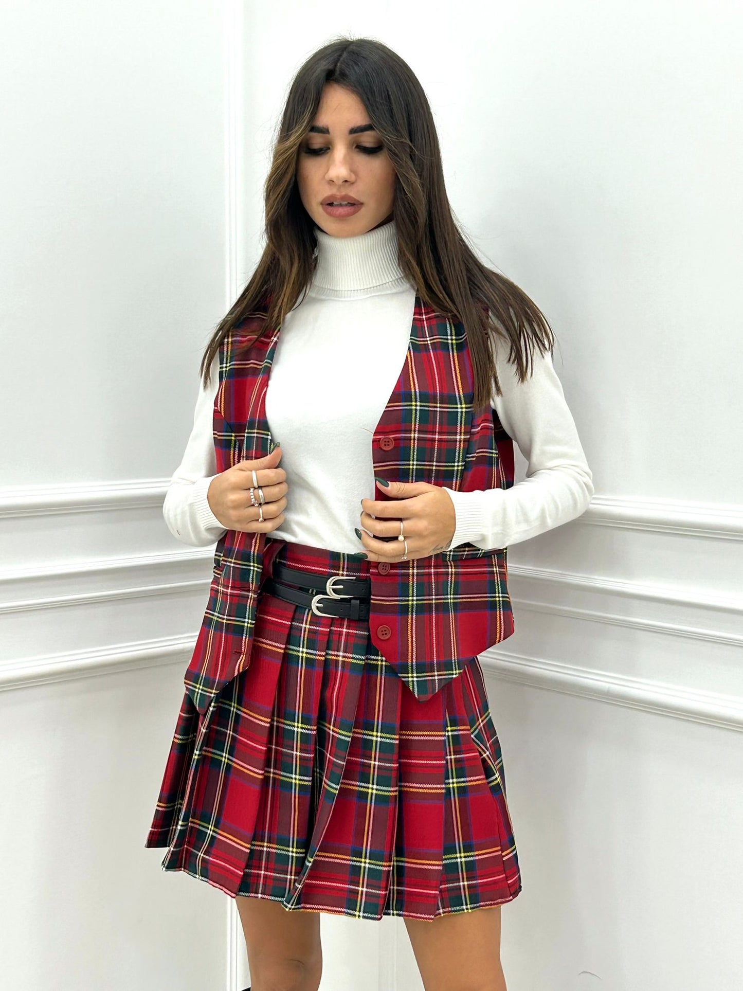 GILET TARTAN CON BOTTONI