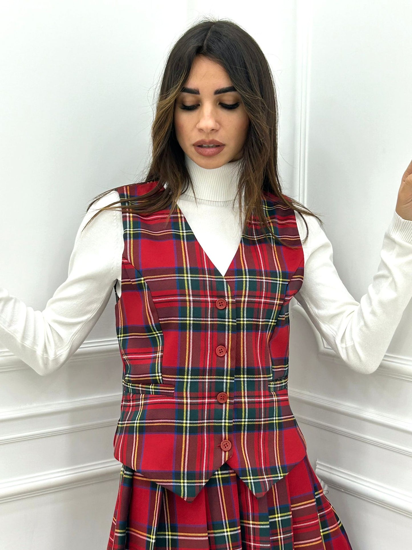 GILET TARTAN CON BOTTONI