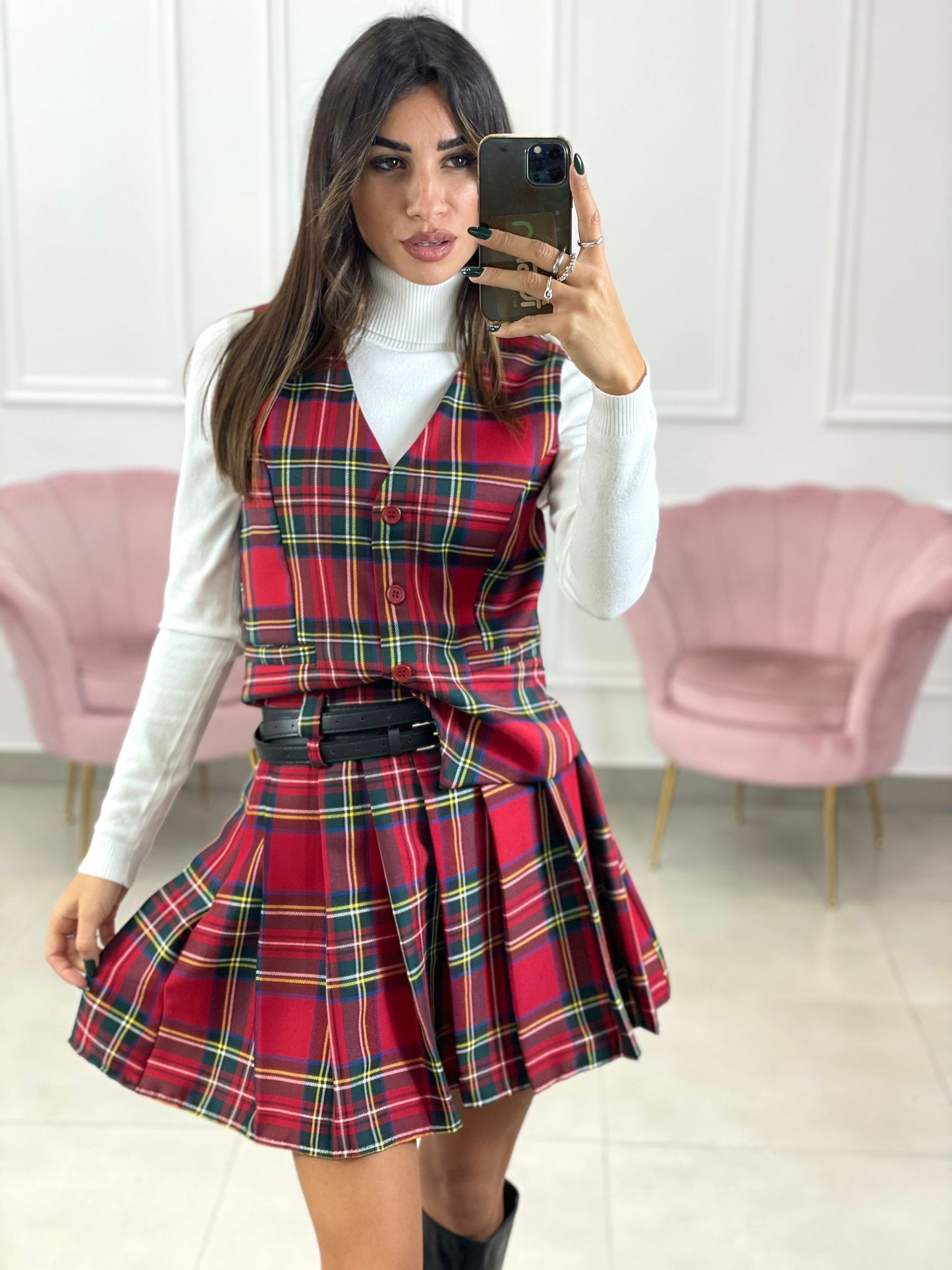 GILET TARTAN CON BOTTONI
