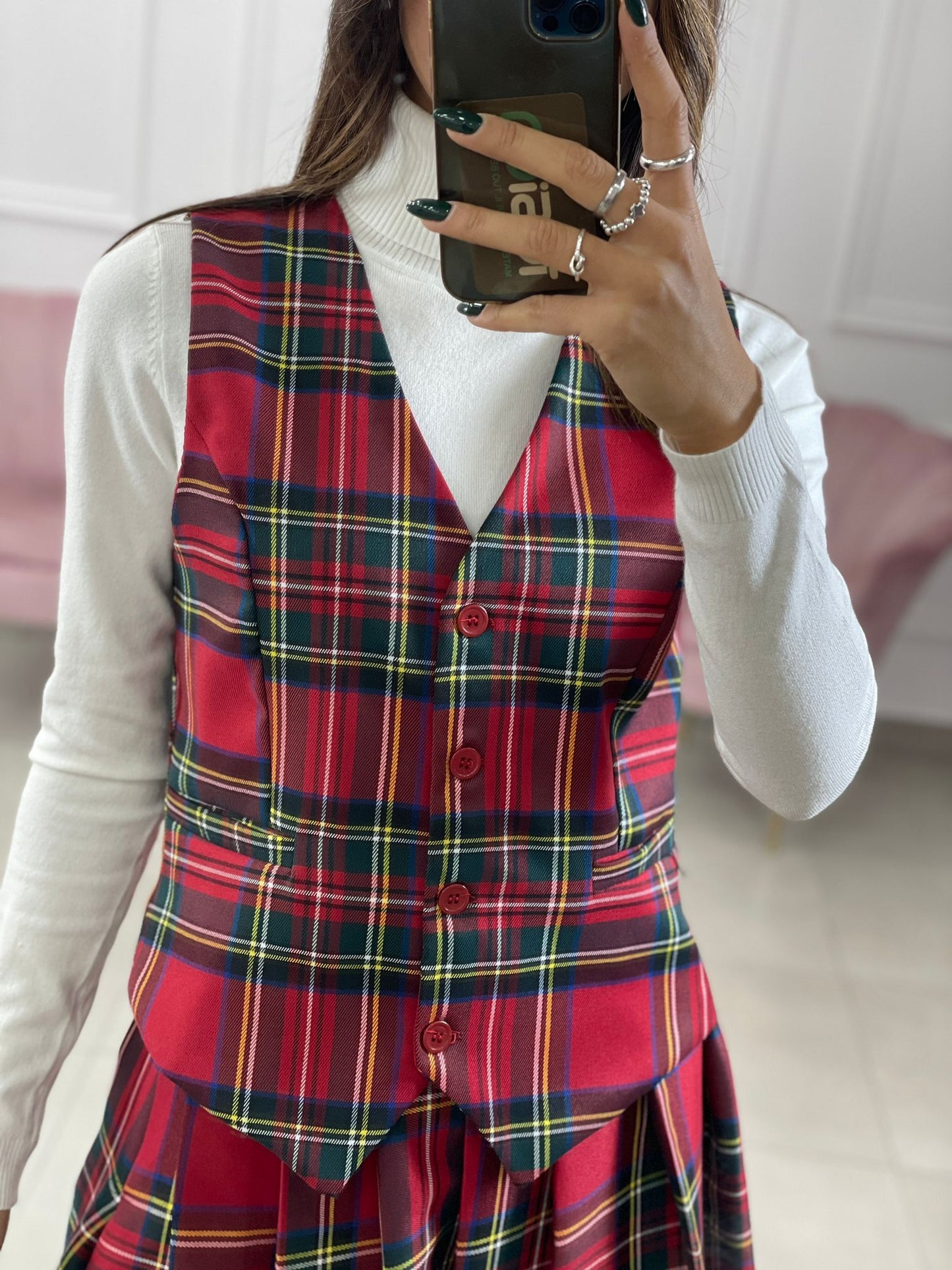 GILET TARTAN CON BOTTONI