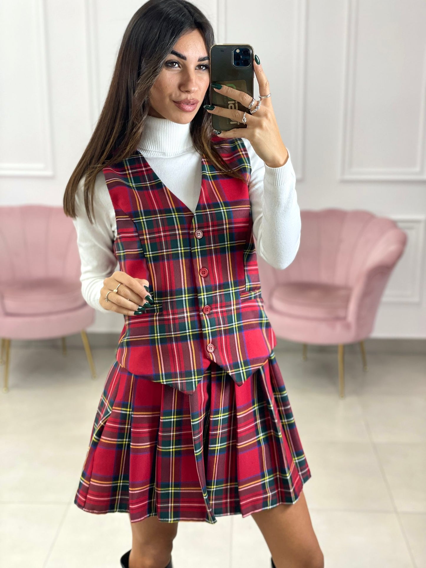 GILET TARTAN CON BOTTONI