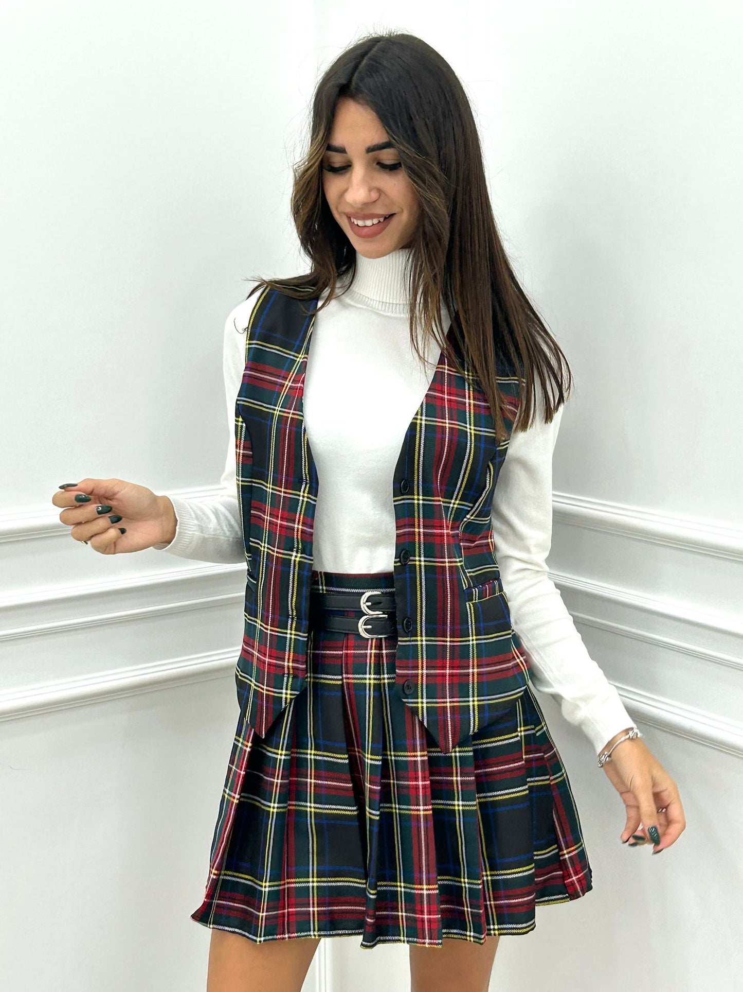GILET TARTAN CON BOTTONI