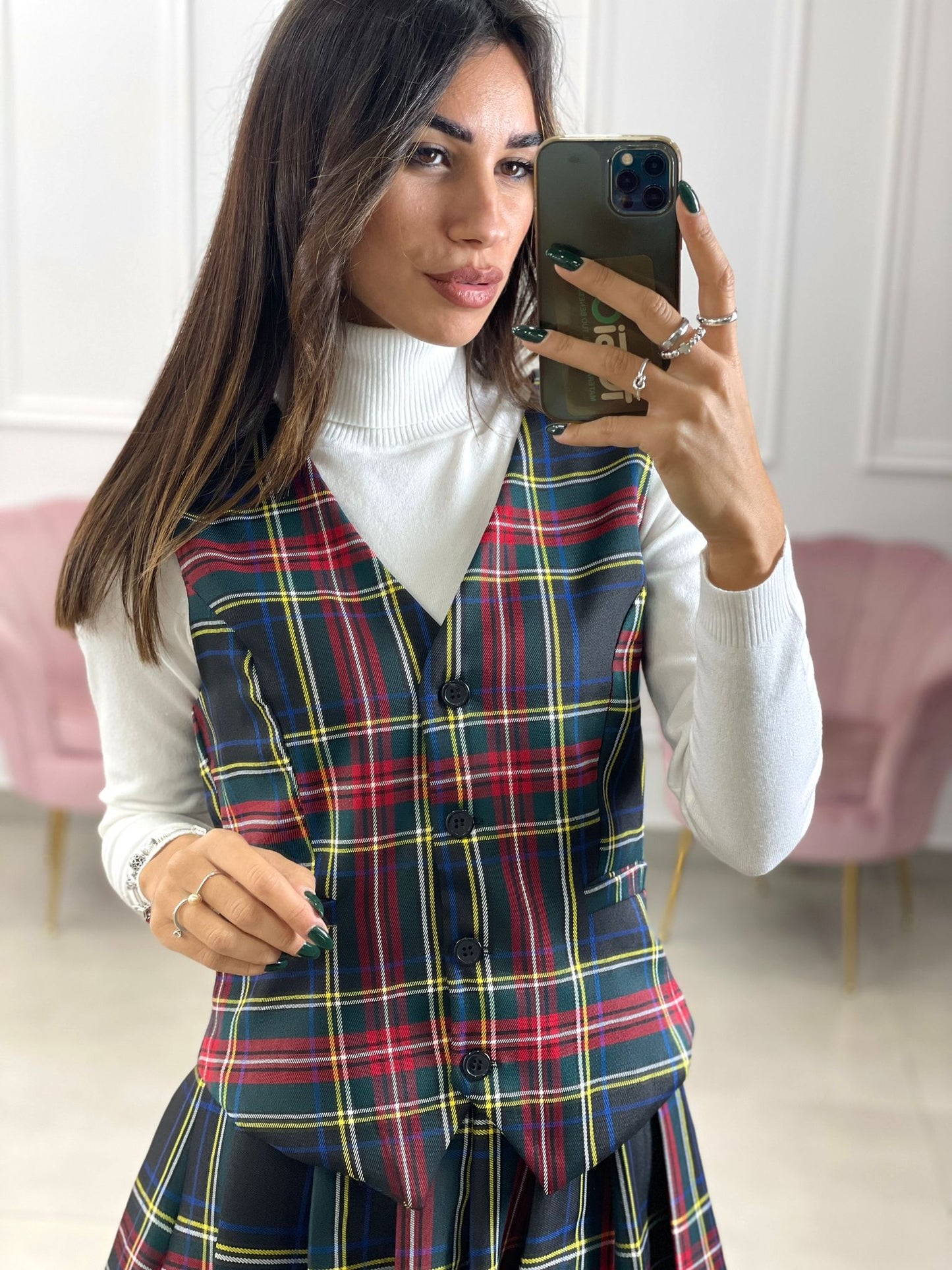 GILET TARTAN CON BOTTONI