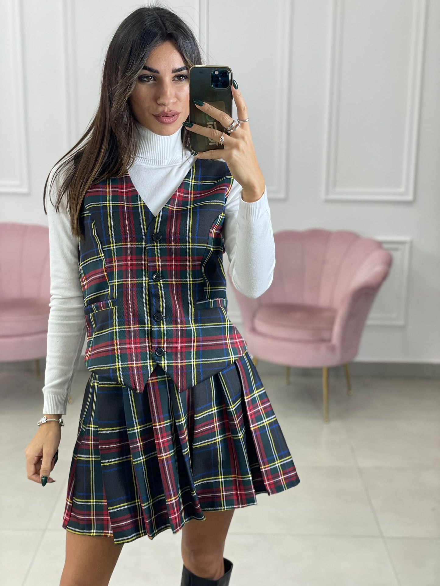 GILET TARTAN CON BOTTONI