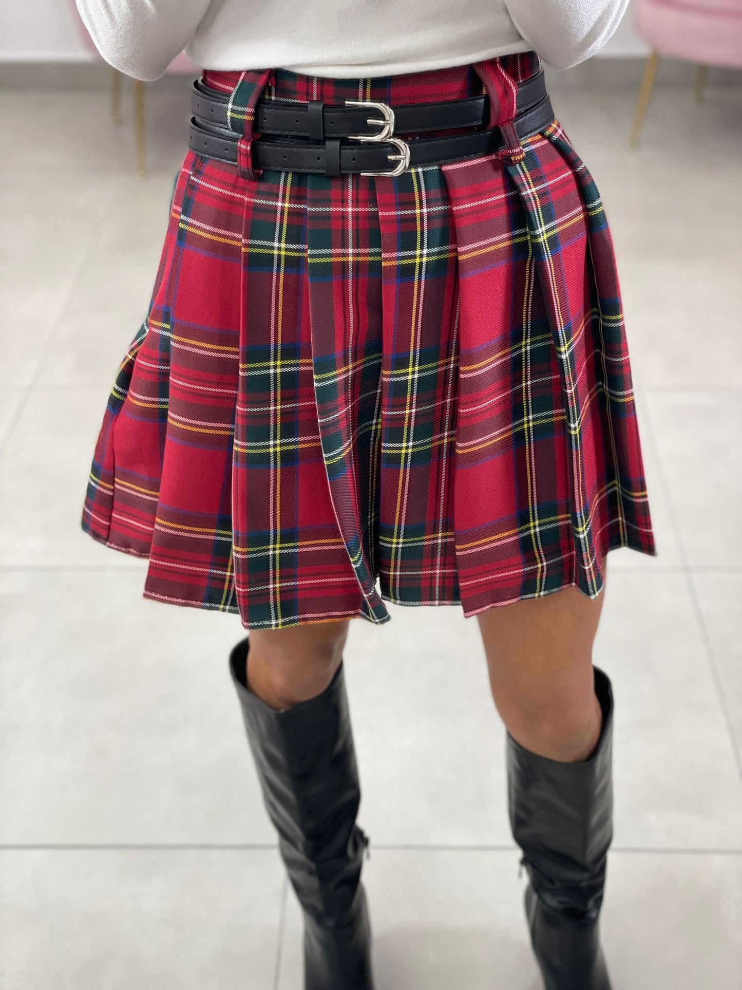GONNA TARTAN CON CINTURINO