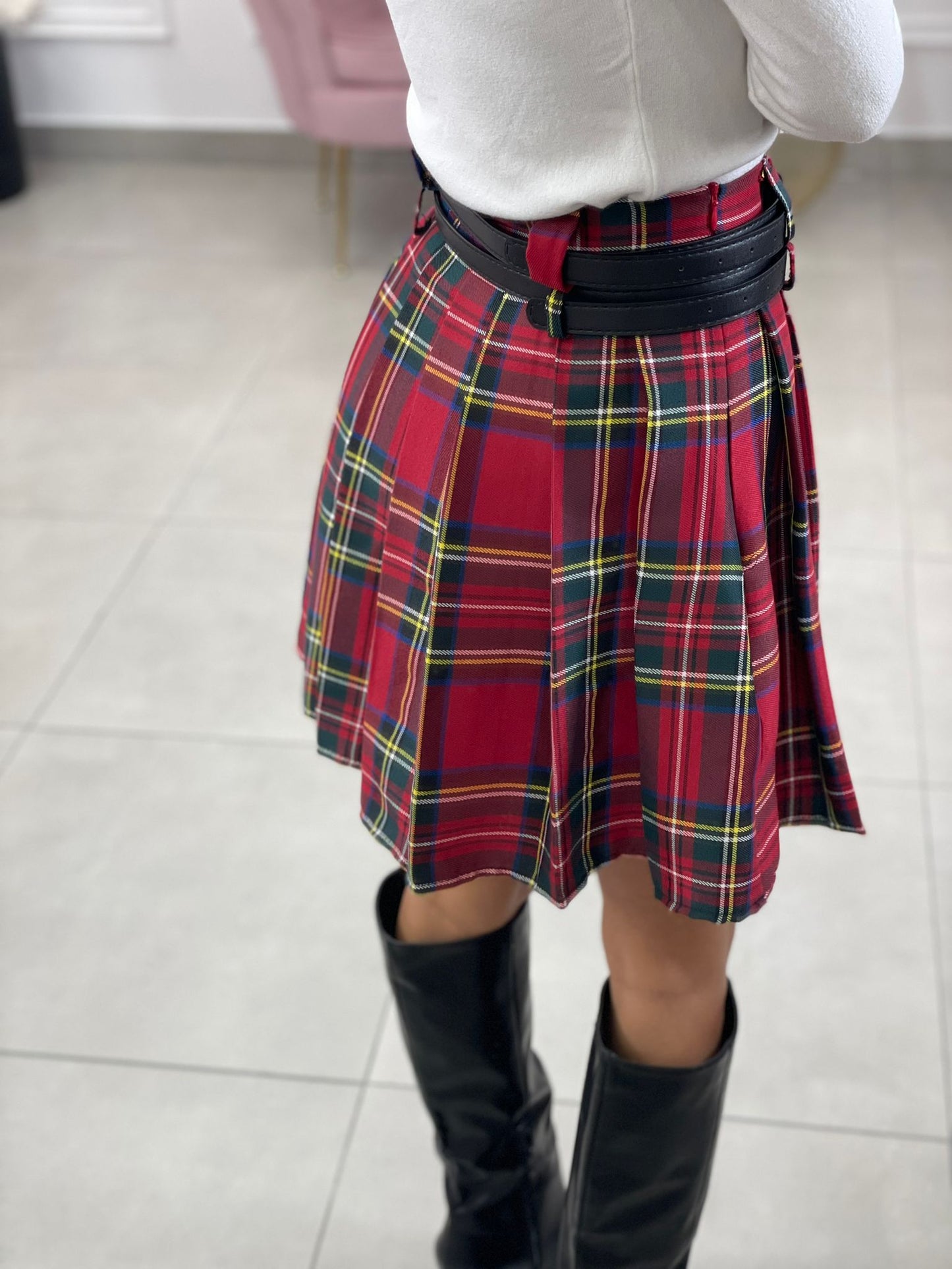 GONNA TARTAN CON CINTURINO