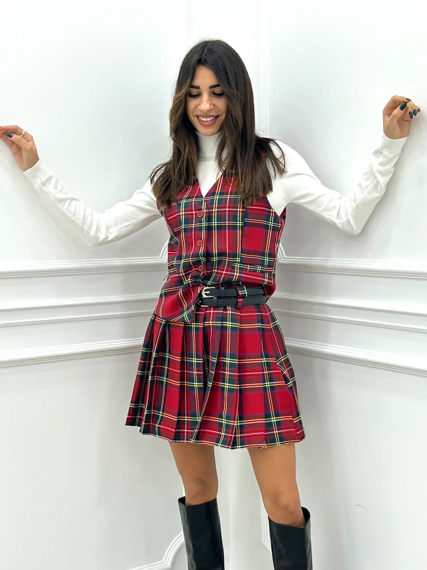 GONNA TARTAN CON CINTURINO