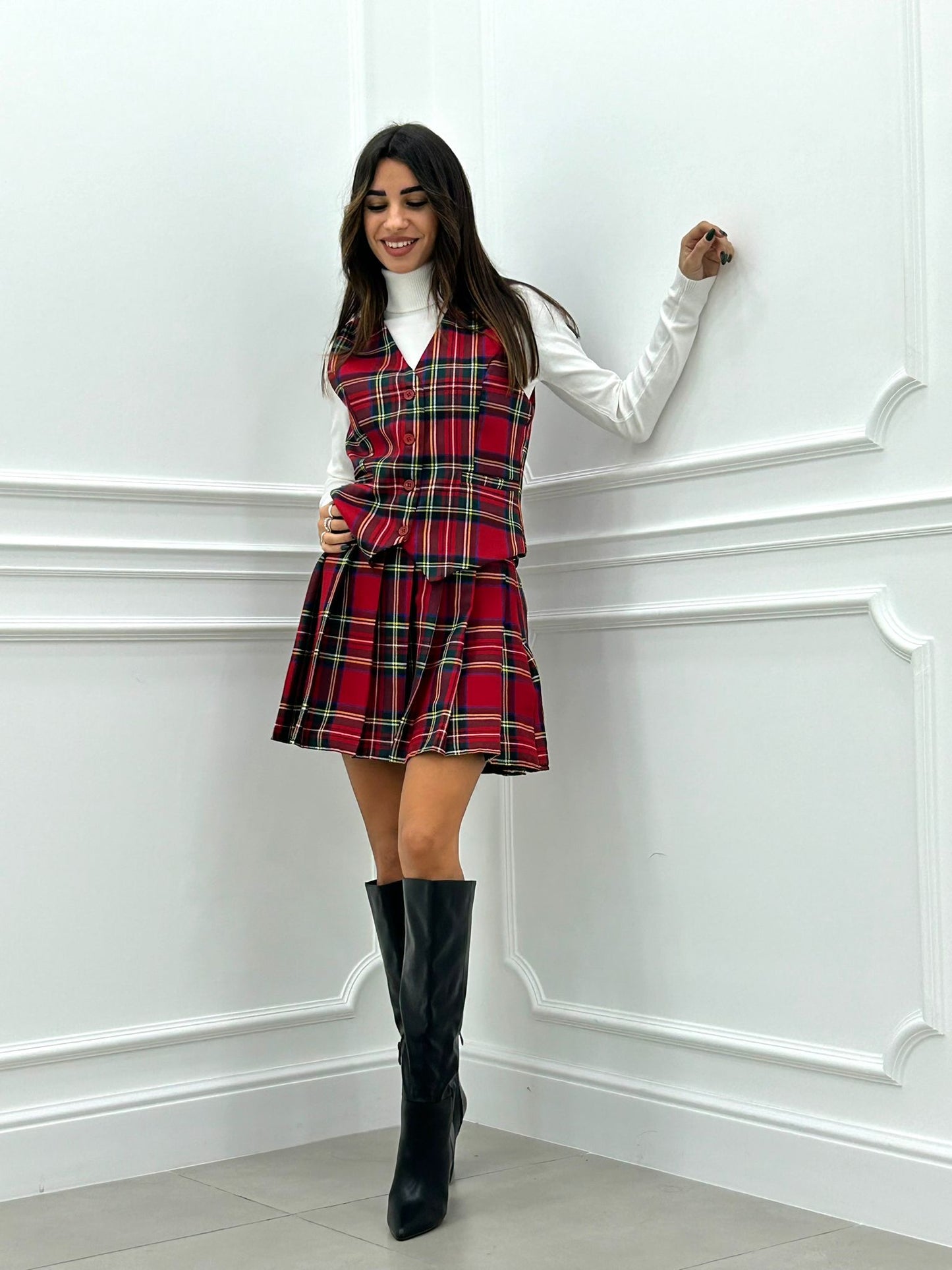 GONNA TARTAN CON CINTURINO