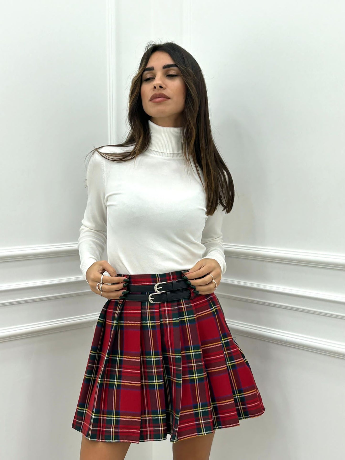 GONNA TARTAN CON CINTURINO