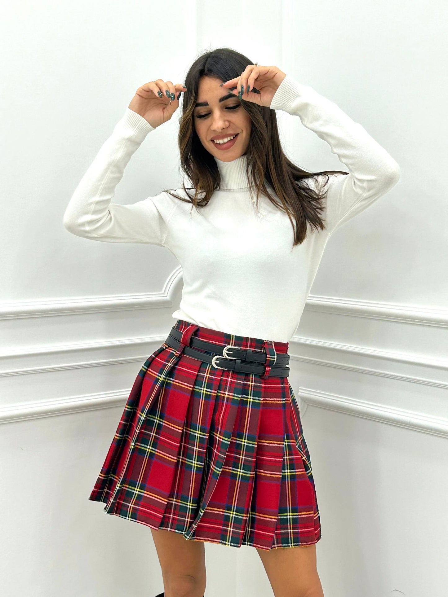 GONNA TARTAN CON CINTURINO