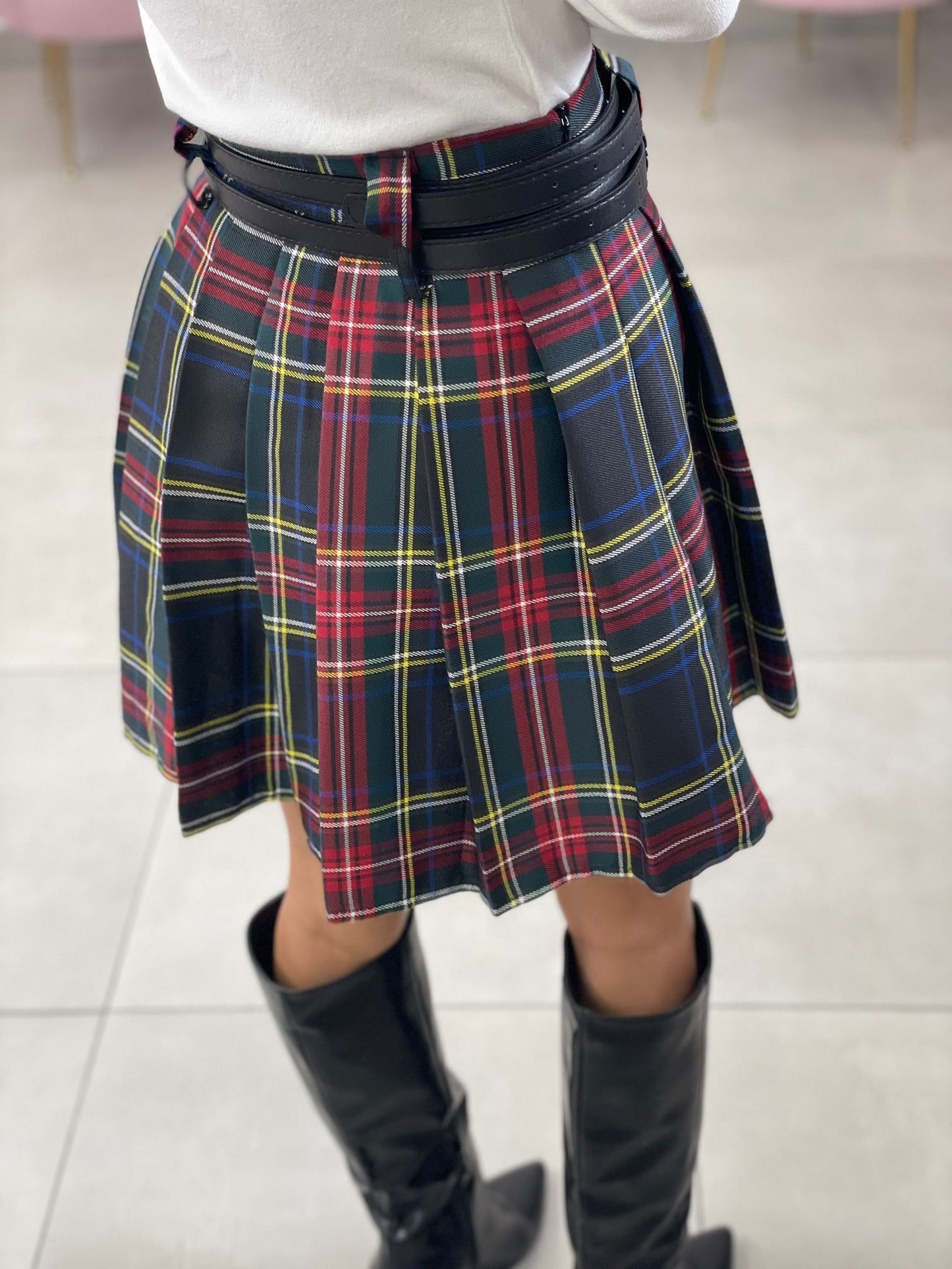 GONNA TARTAN CON CINTURINO