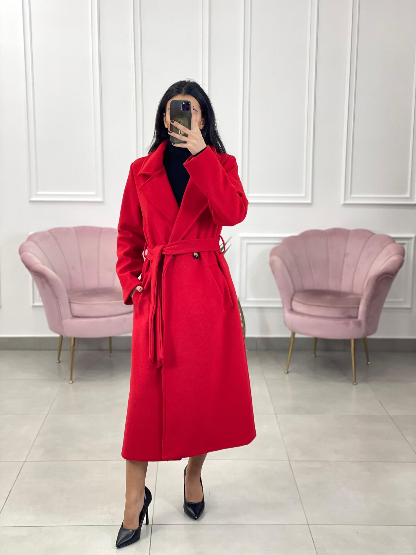 CAPPOTTO IN PANNO DOPPIO PETTO CON CINTURA