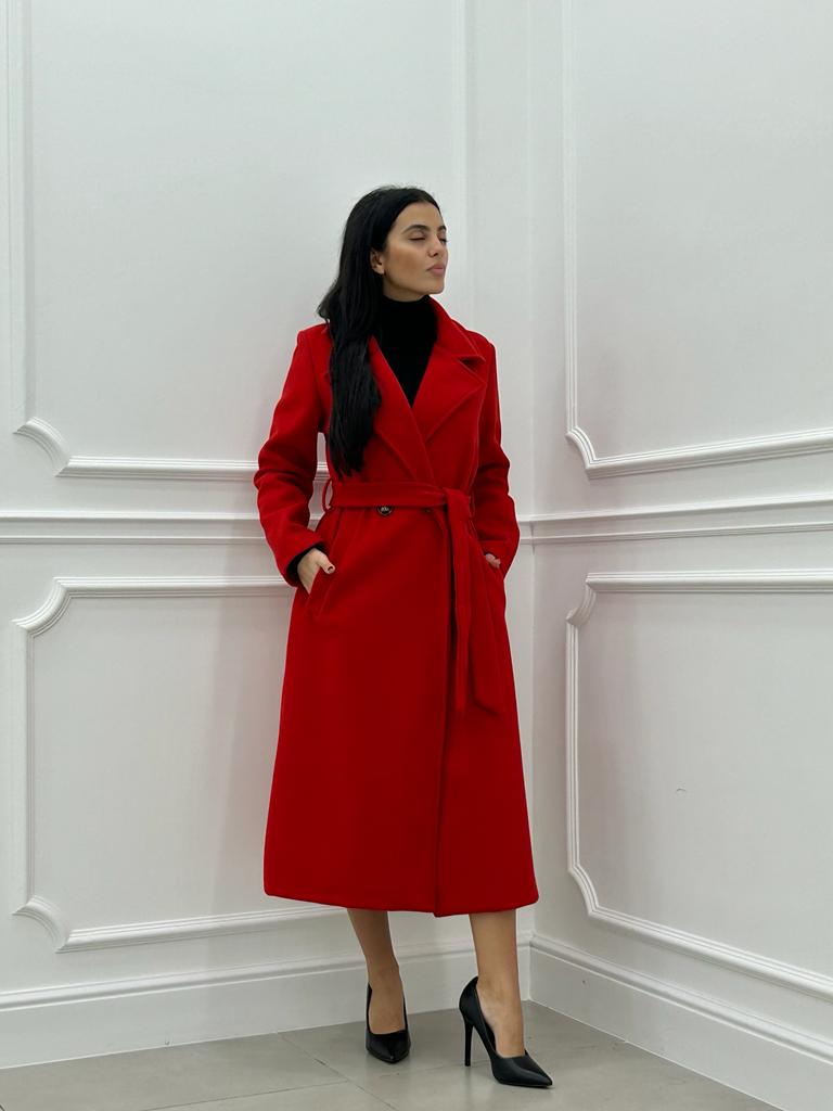 CAPPOTTO IN PANNO DOPPIO PETTO CON CINTURA