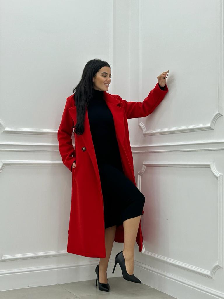 CAPPOTTO IN PANNO DOPPIO PETTO CON CINTURA