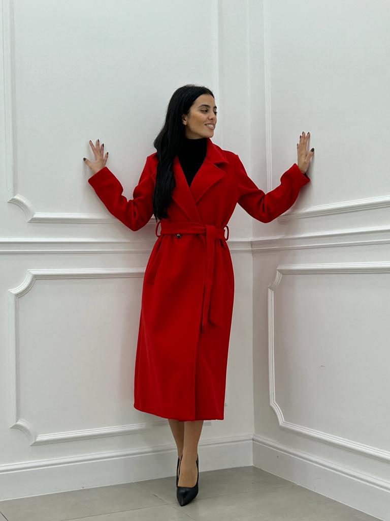 CAPPOTTO IN PANNO DOPPIO PETTO CON CINTURA