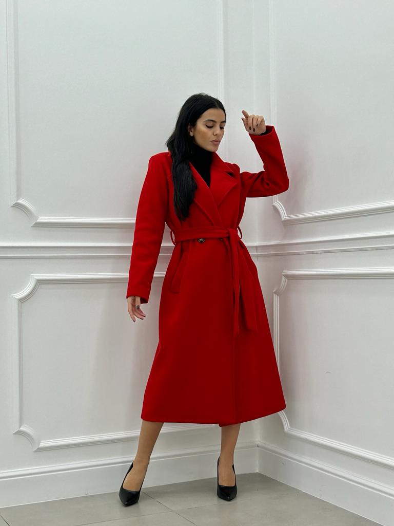 CAPPOTTO IN PANNO DOPPIO PETTO CON CINTURA
