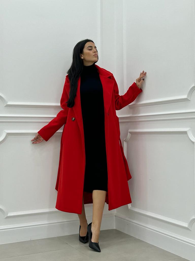 CAPPOTTO IN PANNO DOPPIO PETTO CON CINTURA