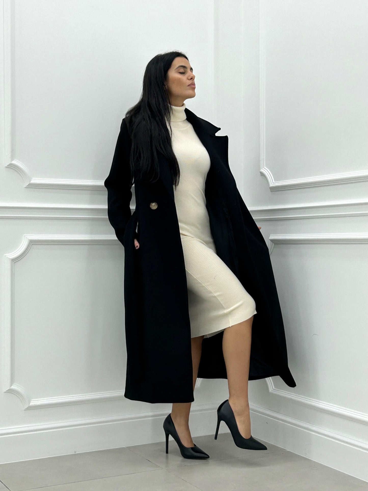 CAPPOTTO IN PANNO DOPPIO PETTO CON CINTURA