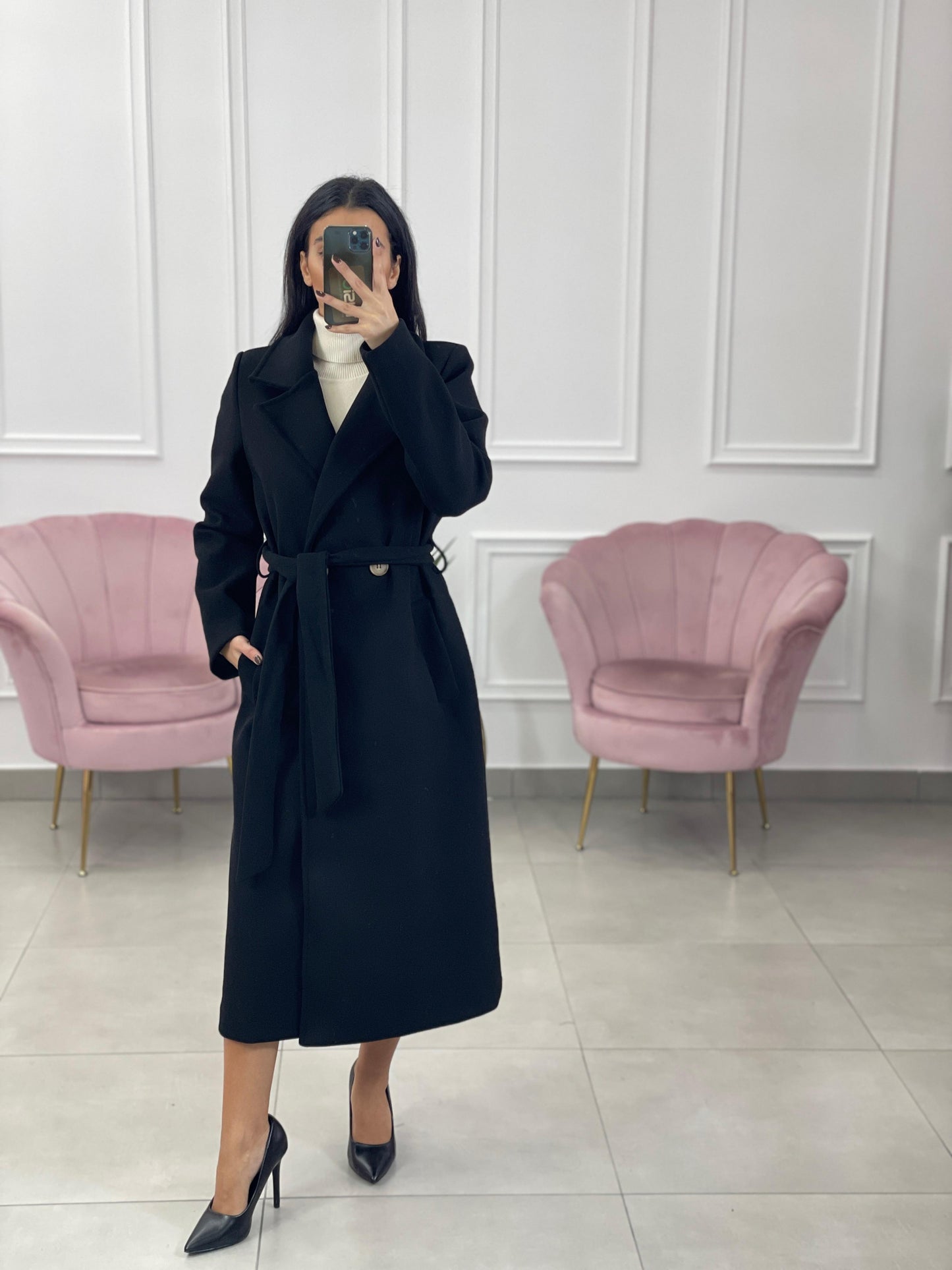 CAPPOTTO IN PANNO DOPPIO PETTO CON CINTURA