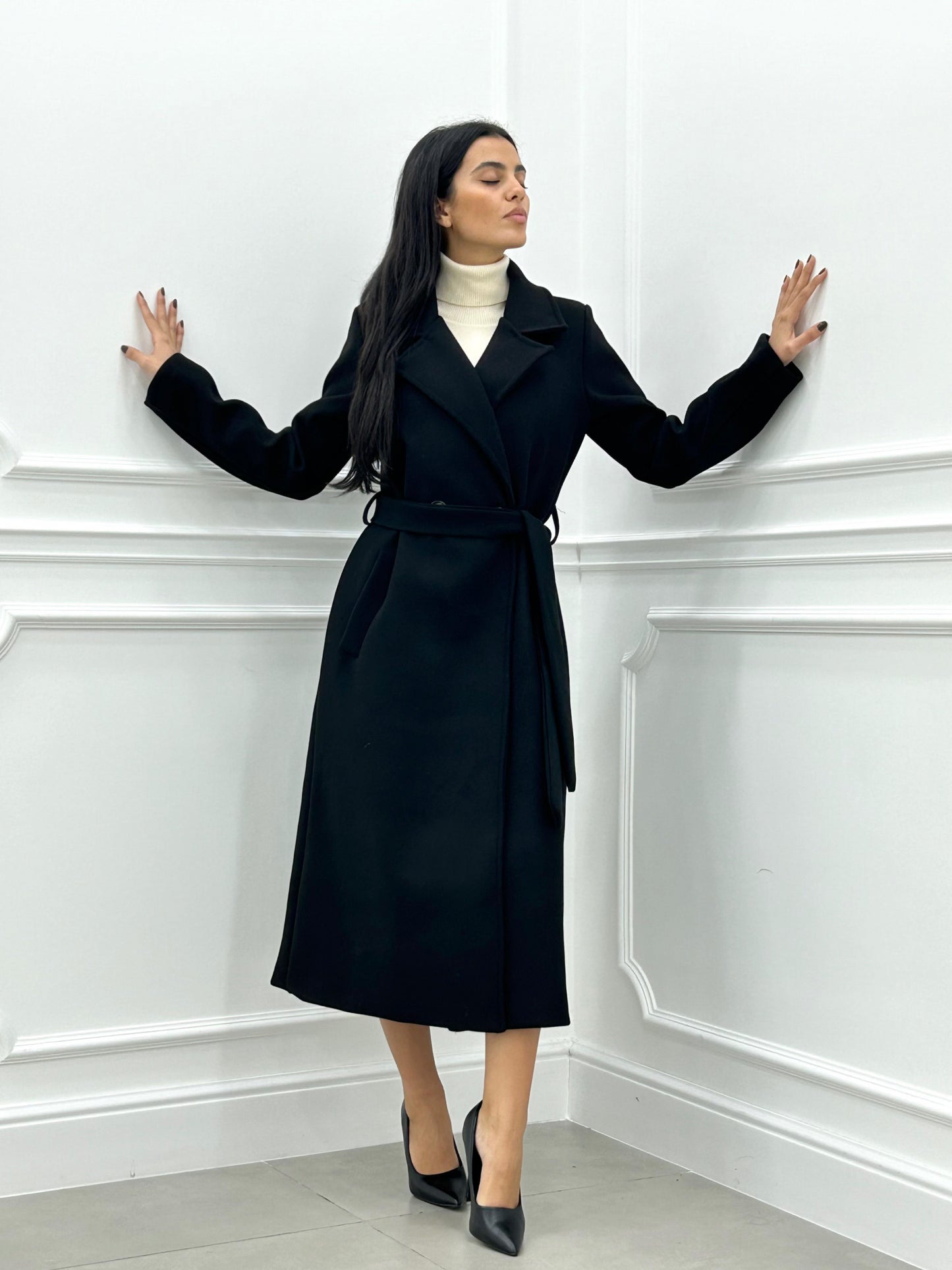 CAPPOTTO IN PANNO DOPPIO PETTO CON CINTURA