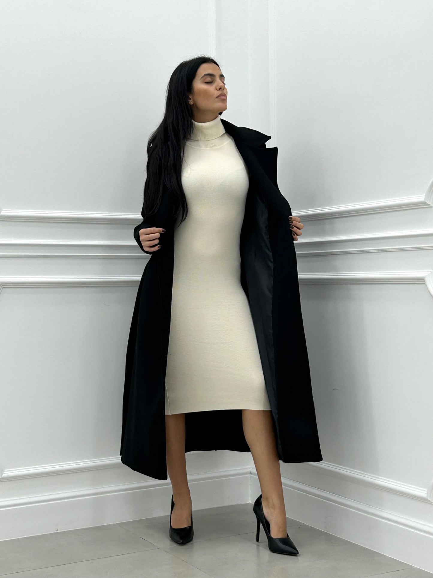 CAPPOTTO IN PANNO DOPPIO PETTO CON CINTURA