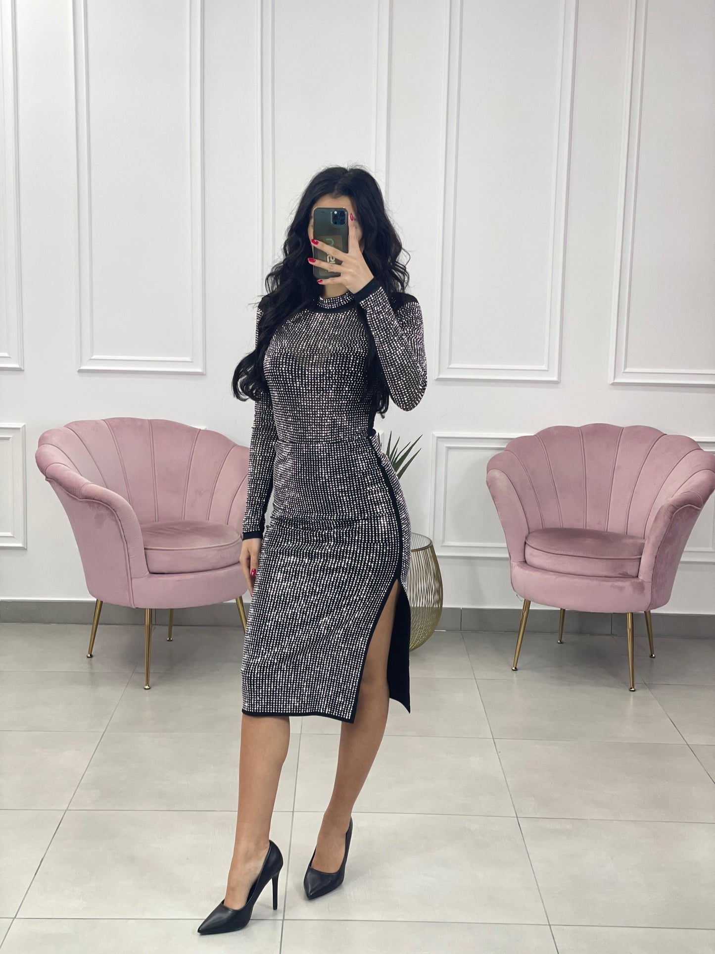 GONNA TUBINO CON STRASS E SPACCO LATERALE