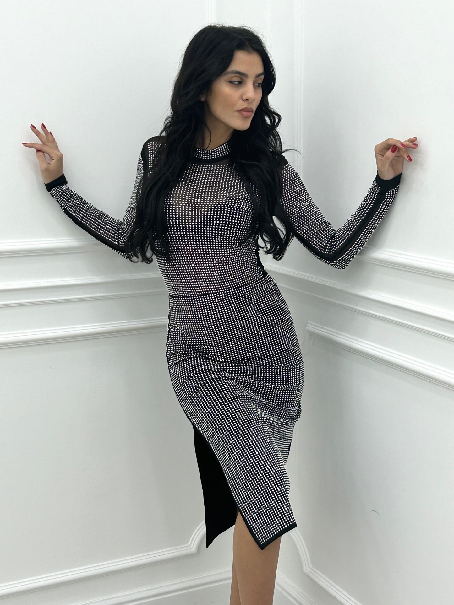 GONNA TUBINO CON STRASS E SPACCO LATERALE