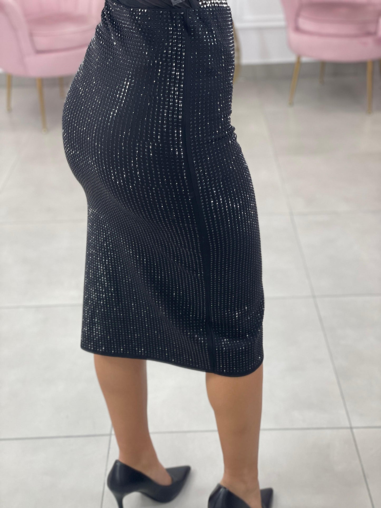 GONNA TUBINO CON STRASS E SPACCO LATERALE