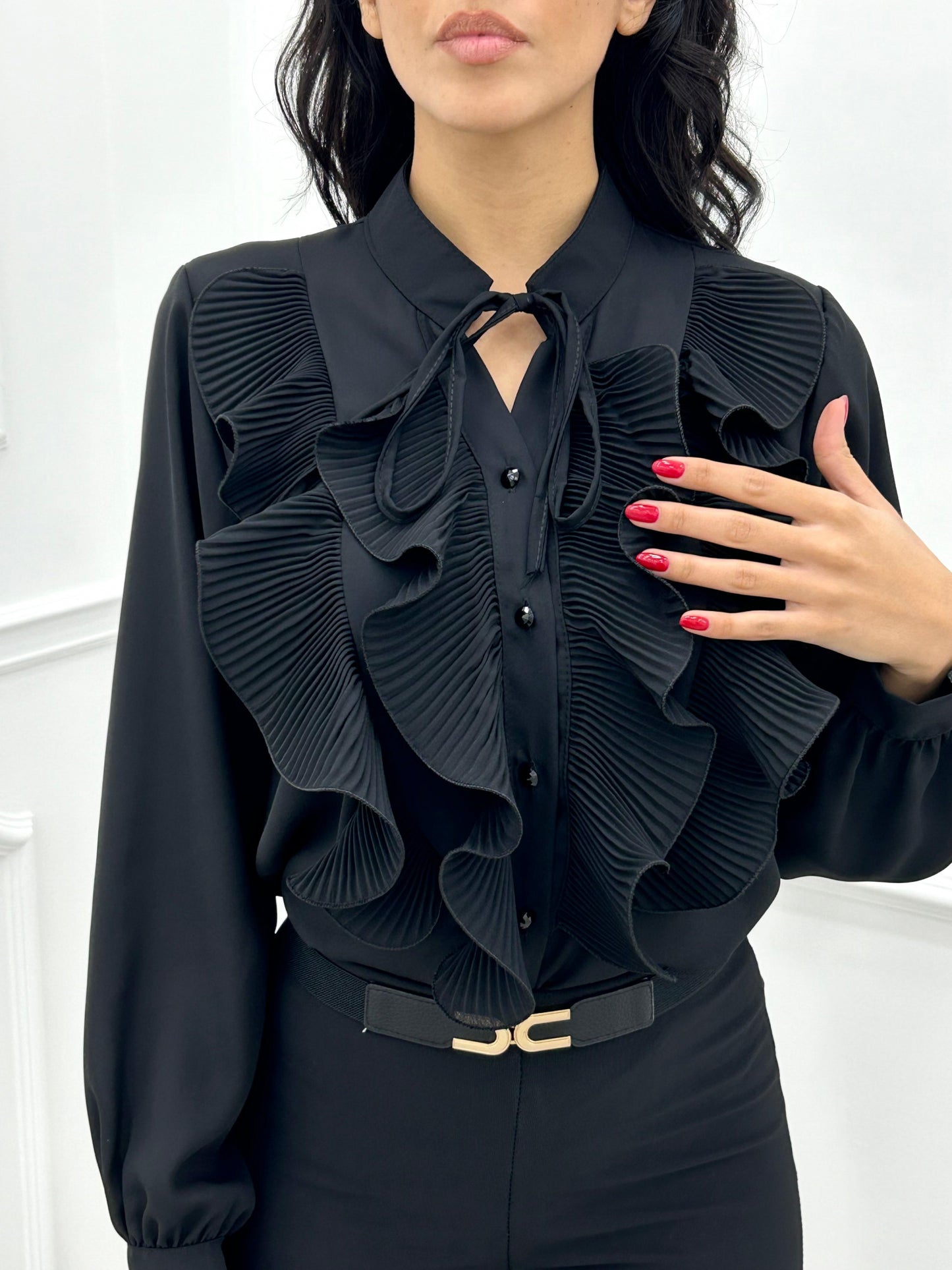 CAMICIA GEORGETTE CON ROUCHE