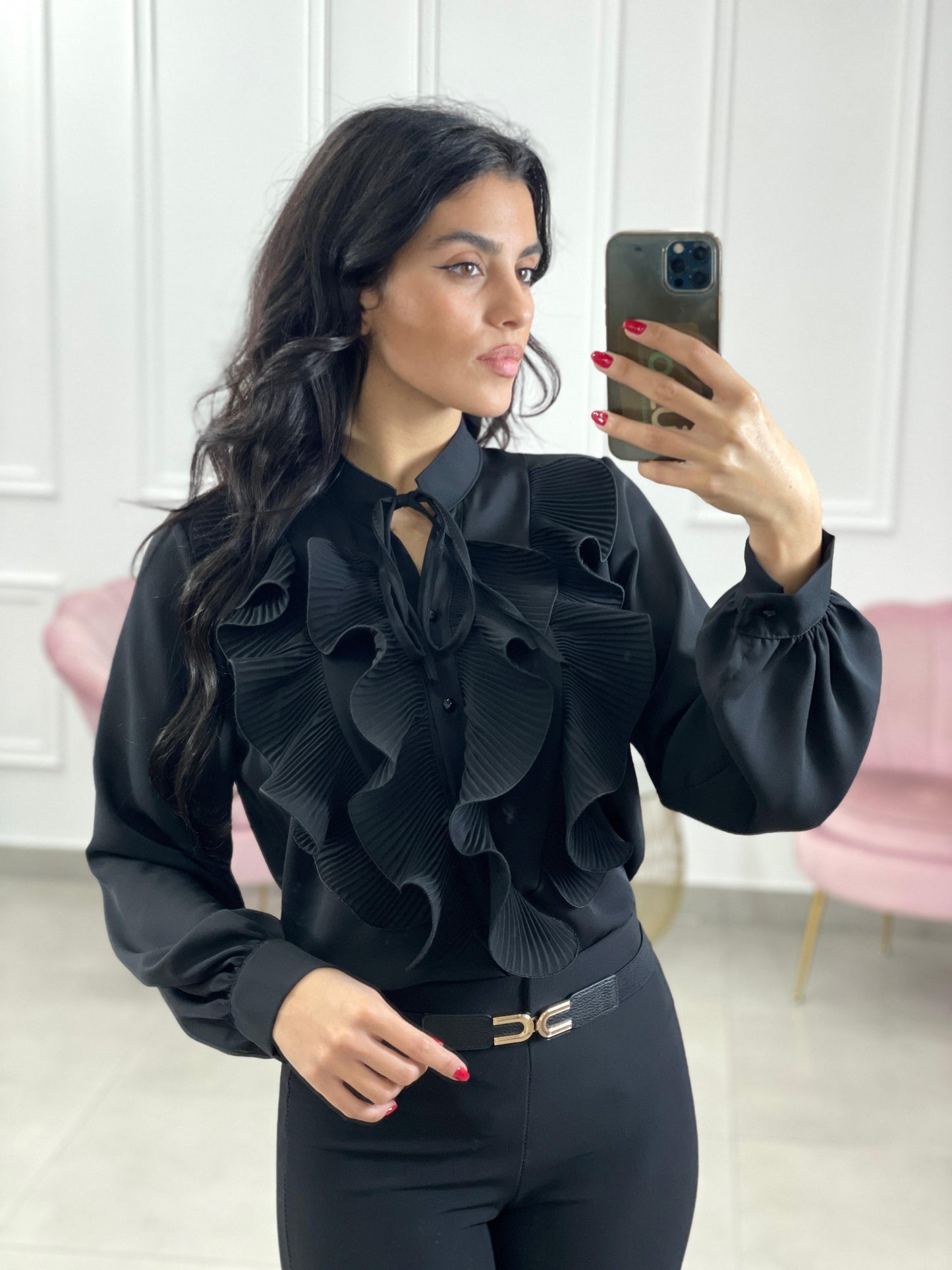 CAMICIA GEORGETTE CON ROUCHE