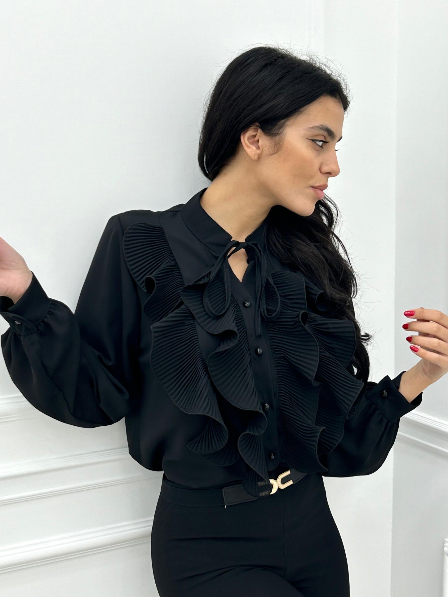 CAMICIA GEORGETTE CON ROUCHE