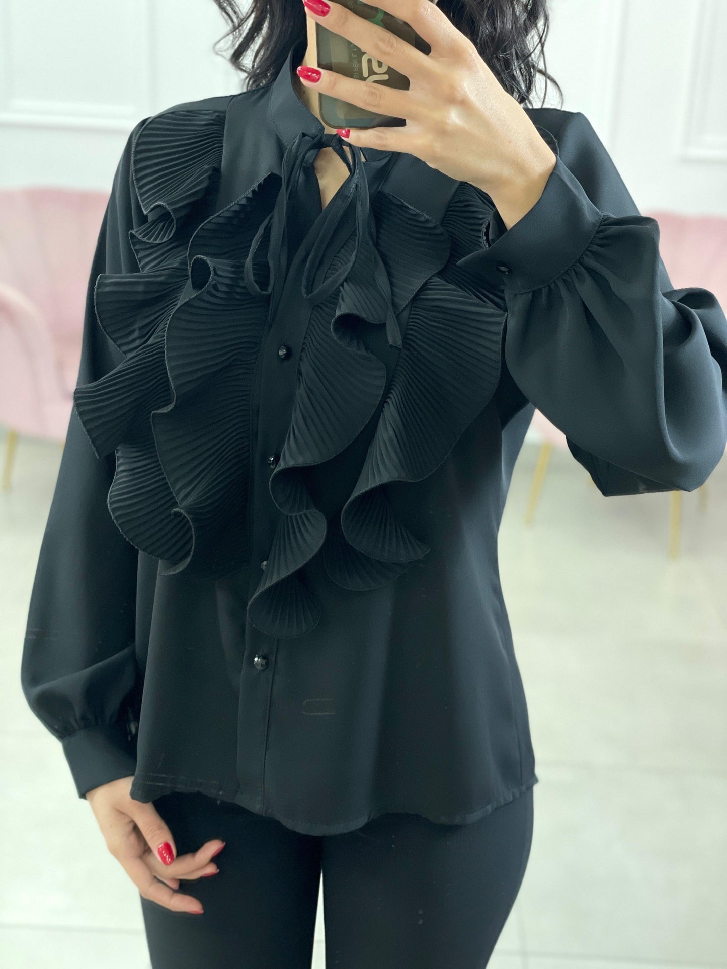 CAMICIA GEORGETTE CON ROUCHE