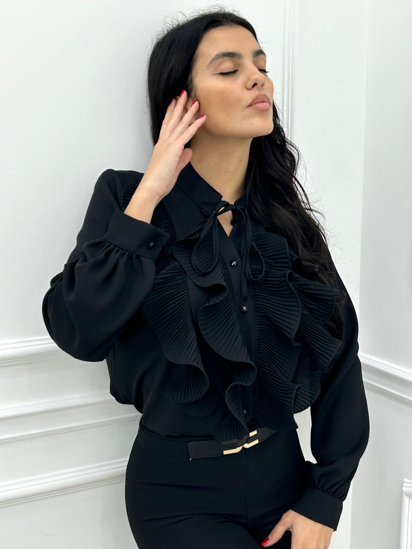CAMICIA GEORGETTE CON ROUCHE