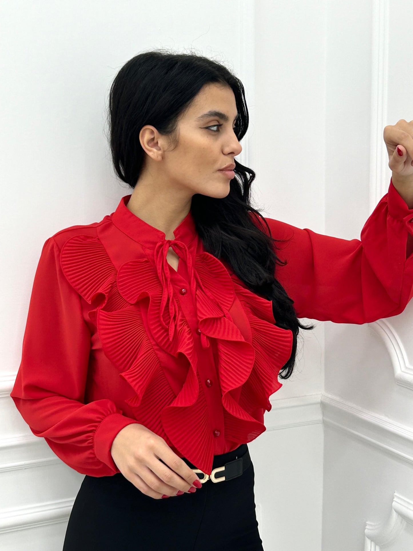 CAMICIA GEORGETTE CON ROUCHE